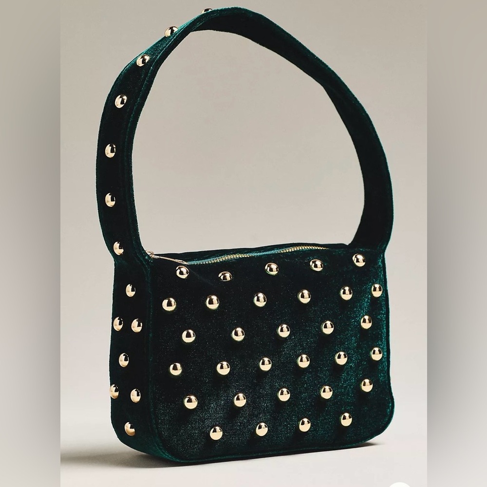 By Anthropologie Studded Velvet Shoulder Bag